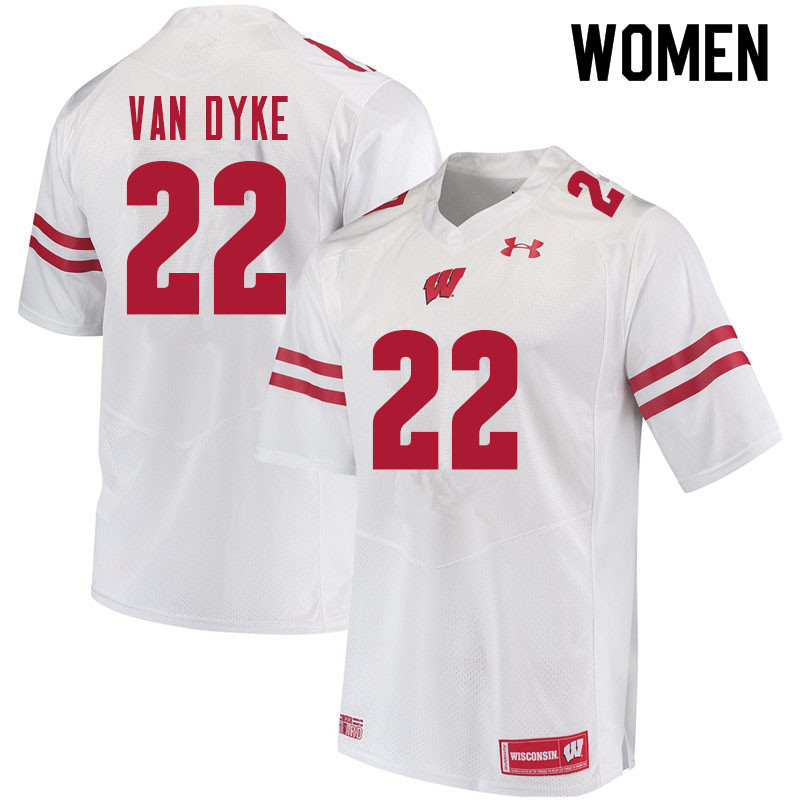 Women #22 Jack Van Dyke Wisconsin Badgers College Football Jerseys Sale-White - Click Image to Close